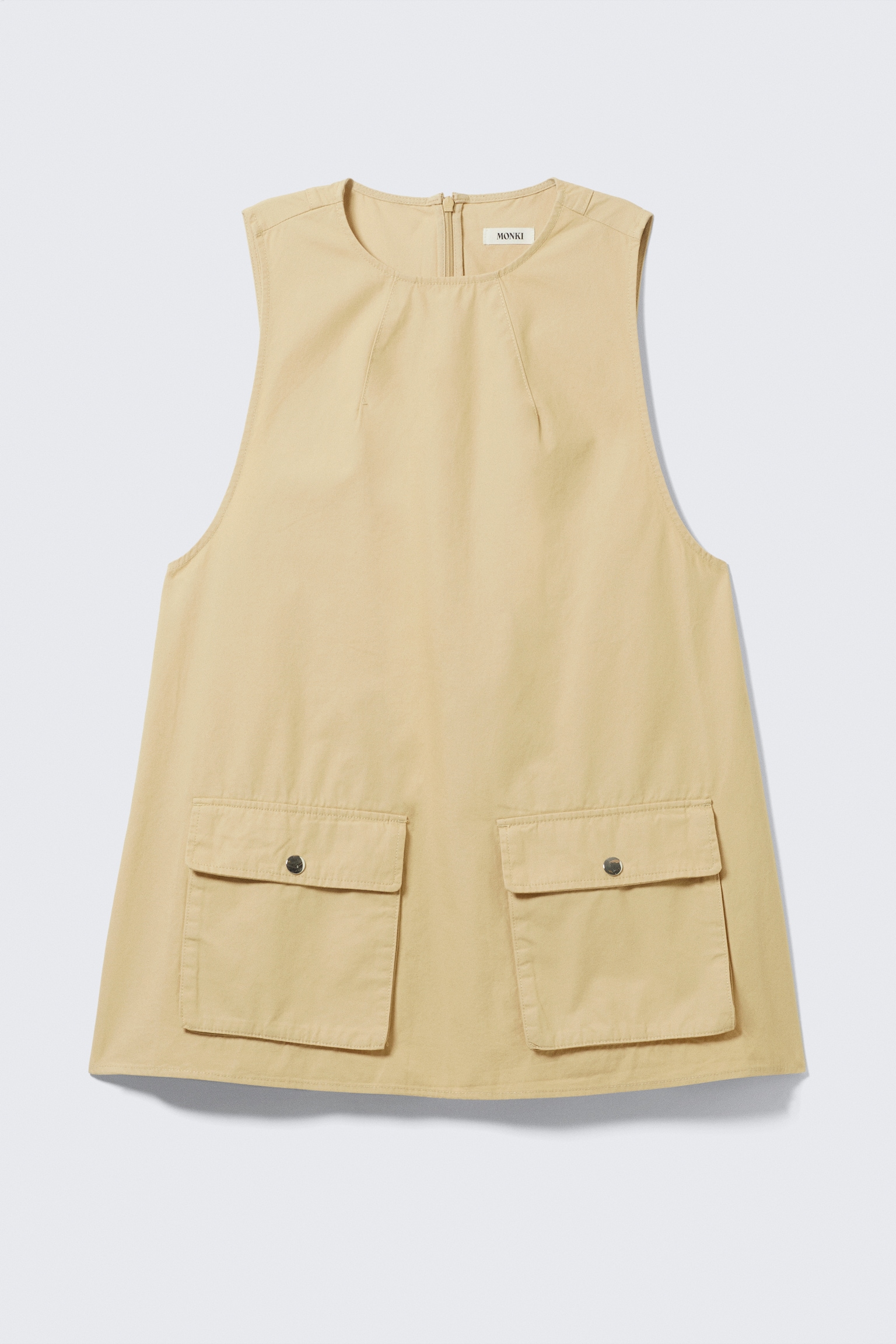 Mini-Latzkleid aus Baumwoll-Canvas im Utility-Look - Hellgelb/Beige - 2