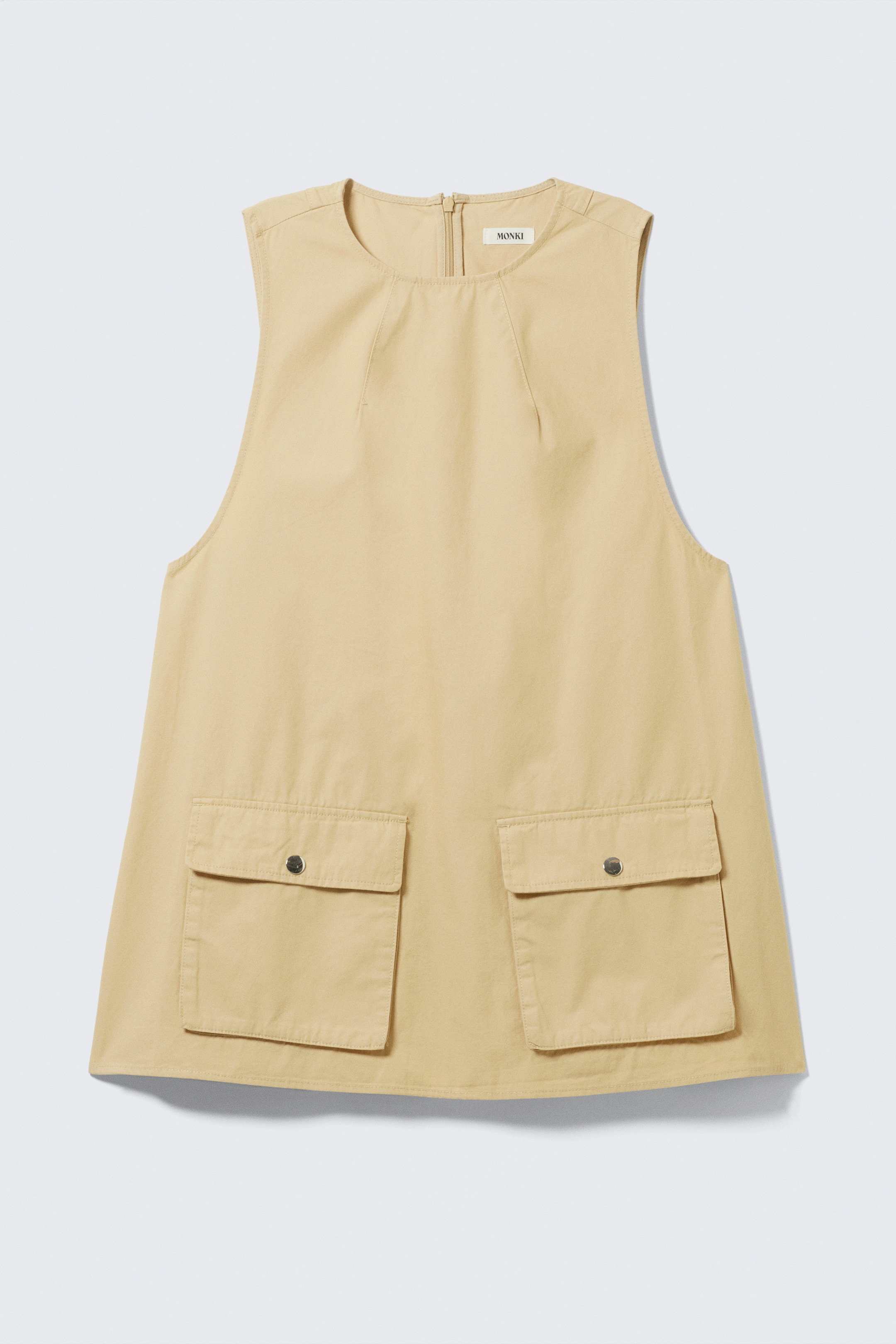 Agrandir l'image: Mini robe chasuble saharienne en toile de coton - Jaune clair - FEMME | H&M FR 4