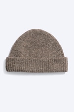 Dark Mole Melange - Folded Wool-Blend Beanie - 1