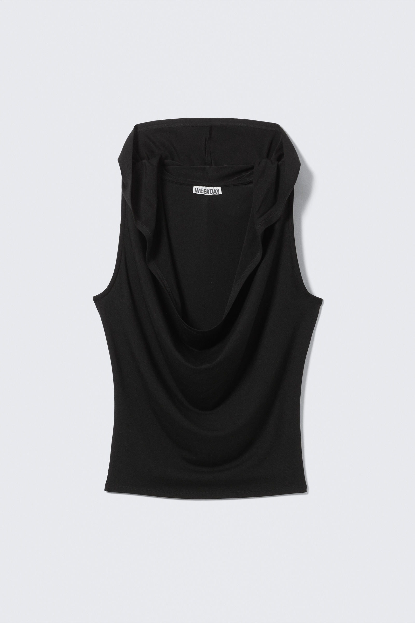 売れ筋商品|||ウィークデイ Tシャツ レディース トップス DRAPED HOODED SLEEVELESS - Basic T-shirt - black draped hooded sleeveless lyocell top - Black | Weekday WW