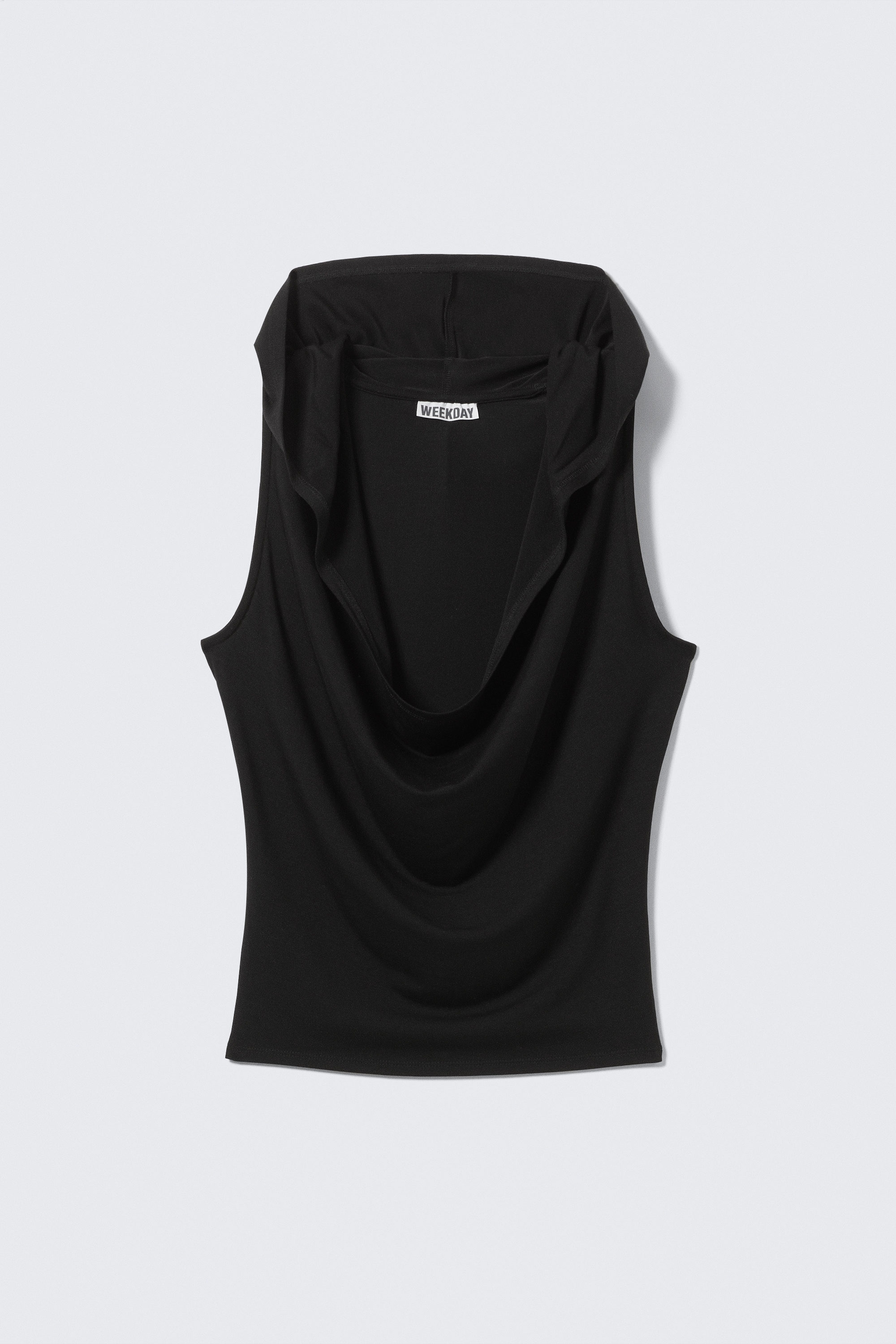 draped hooded sleeveless lyocell top - Black | Weekday EU