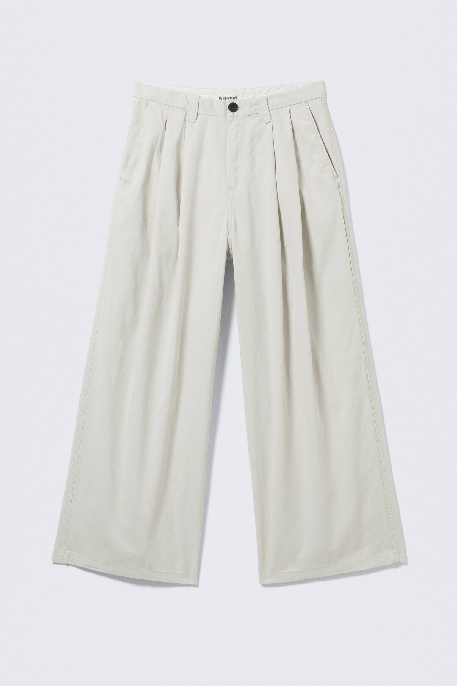 Otis ruimvallende chino van katoenen twill met plooien - Lichtbeige/Zwart/Donkergrijs - 2