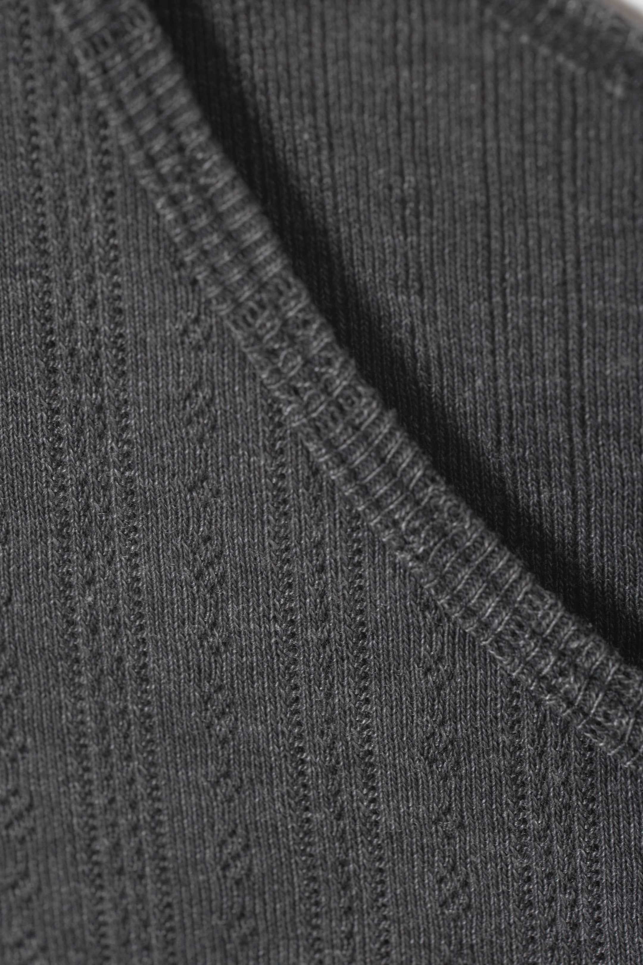 Anthracite - Fitted Pointelle Tank Top - 1