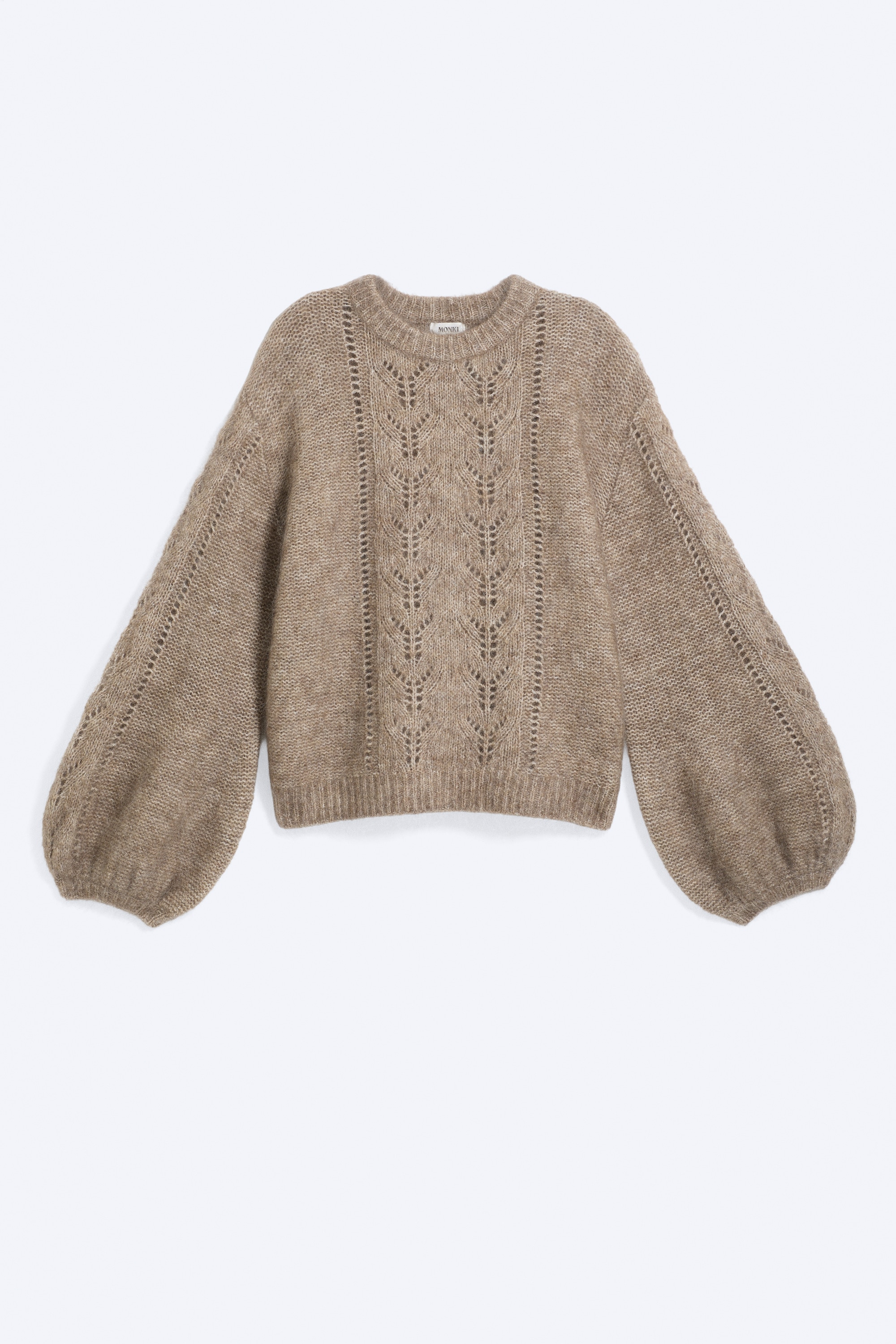 Pullover mit Ballonärmeln aus Mohair-Mix - Gedecktes Taupe/Gedecktes Khakigrün