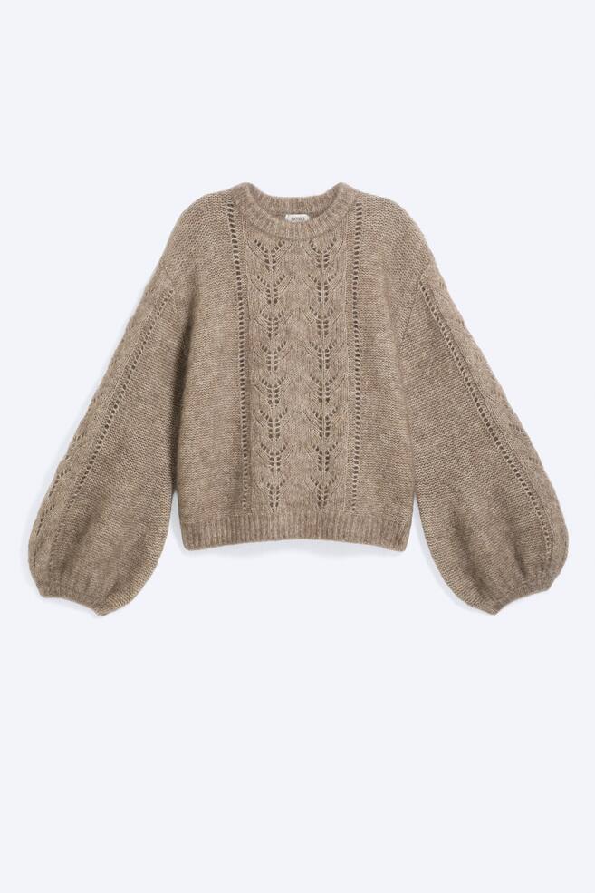 Balloon-Sleeve Mohair-Blend Sweater - Dusty Mole/Dusty Khaki Green - 1