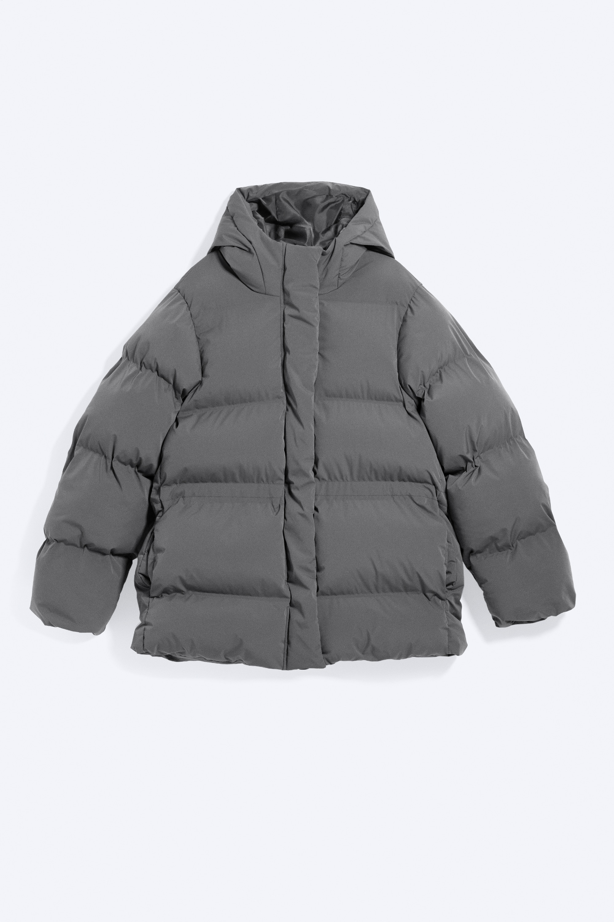 Waisted puffer jacket - Dark Grey/Black/Dark Brown