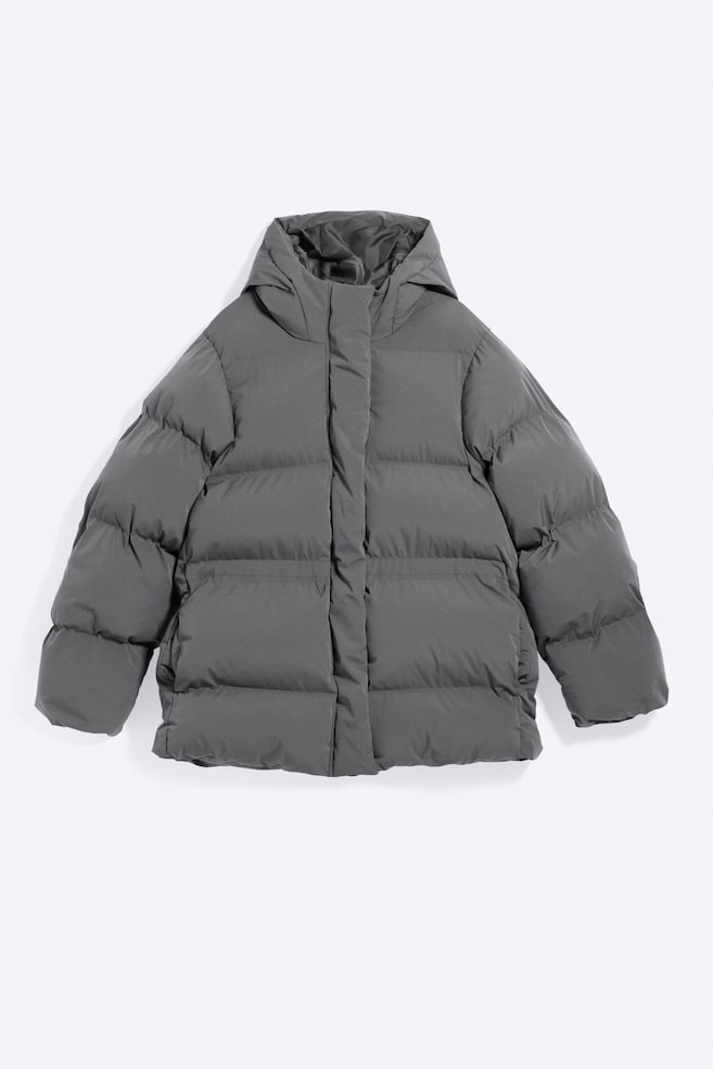 Waisted puffer jacket - Dark Grey/Dark Brown/Black - 1