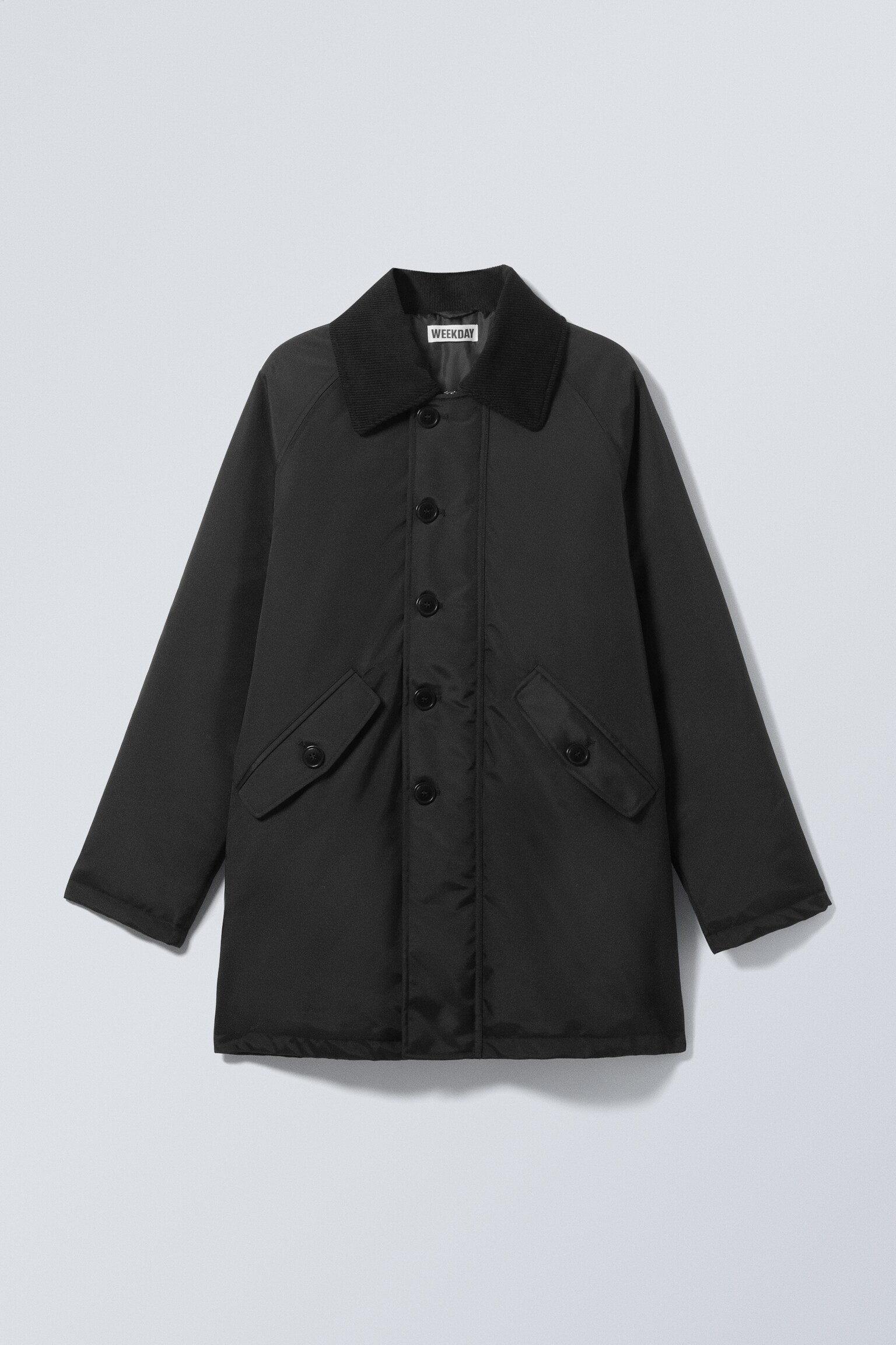 Oversized Padded Nylon Jacket - Black
