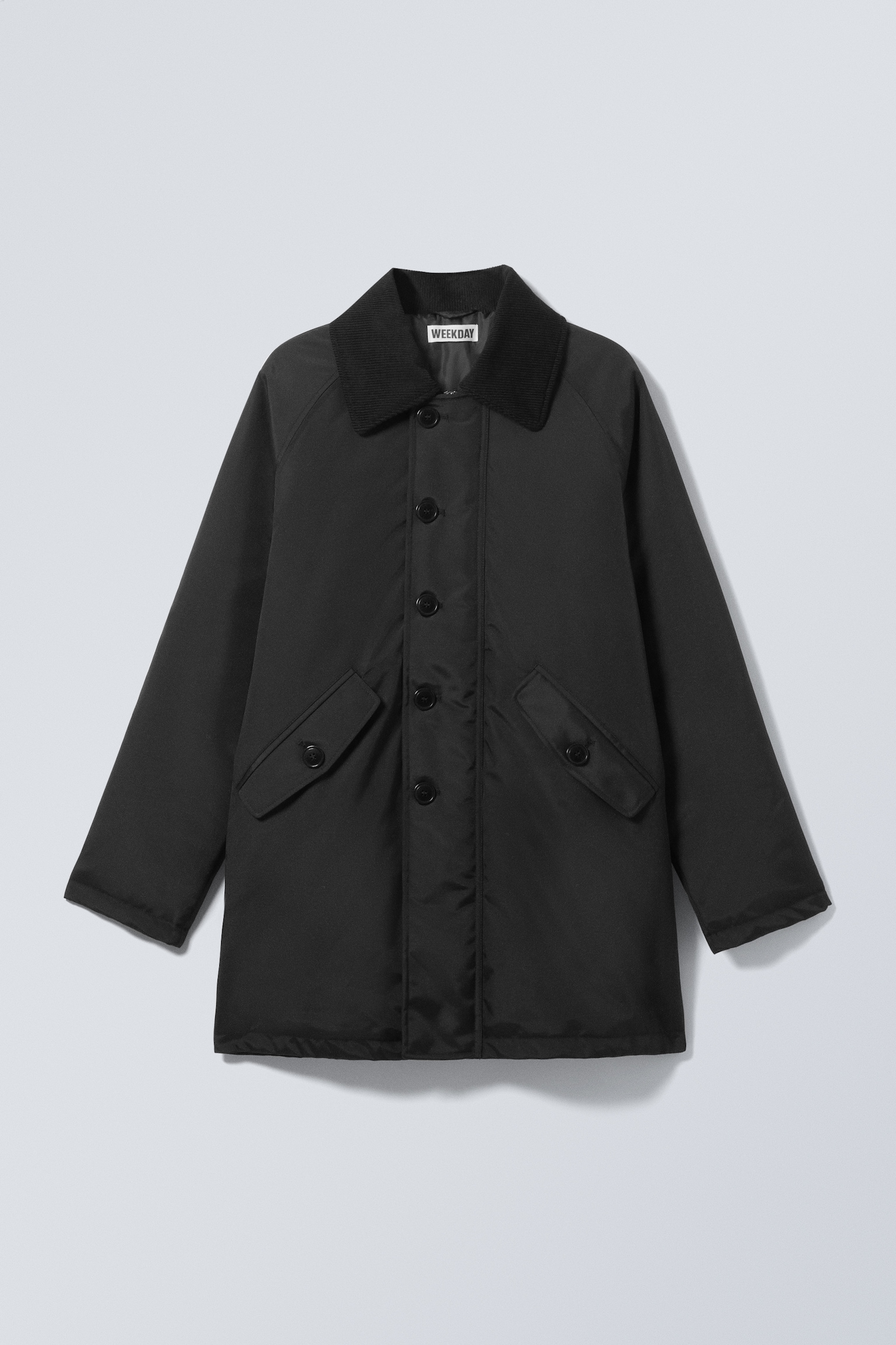 Oversized Padded Nylon Jacket - Black