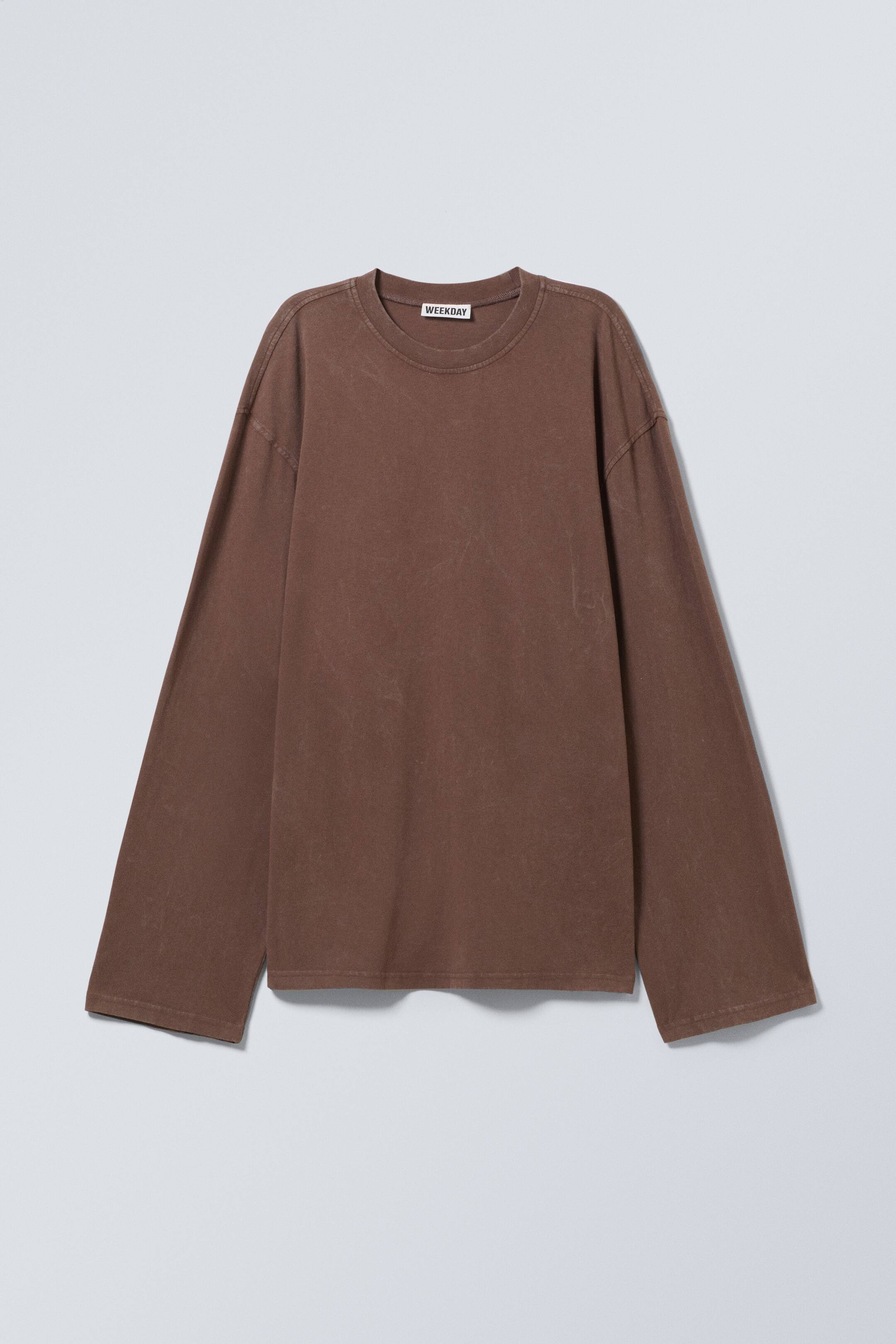 View larger image: Soft Oversized Long Sleeve Top - Washed Dark Mole - Ladies | H&M GB 1