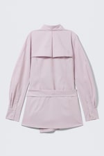 Dusty Pink - Sculpted Cotton Shirt Dress - 7