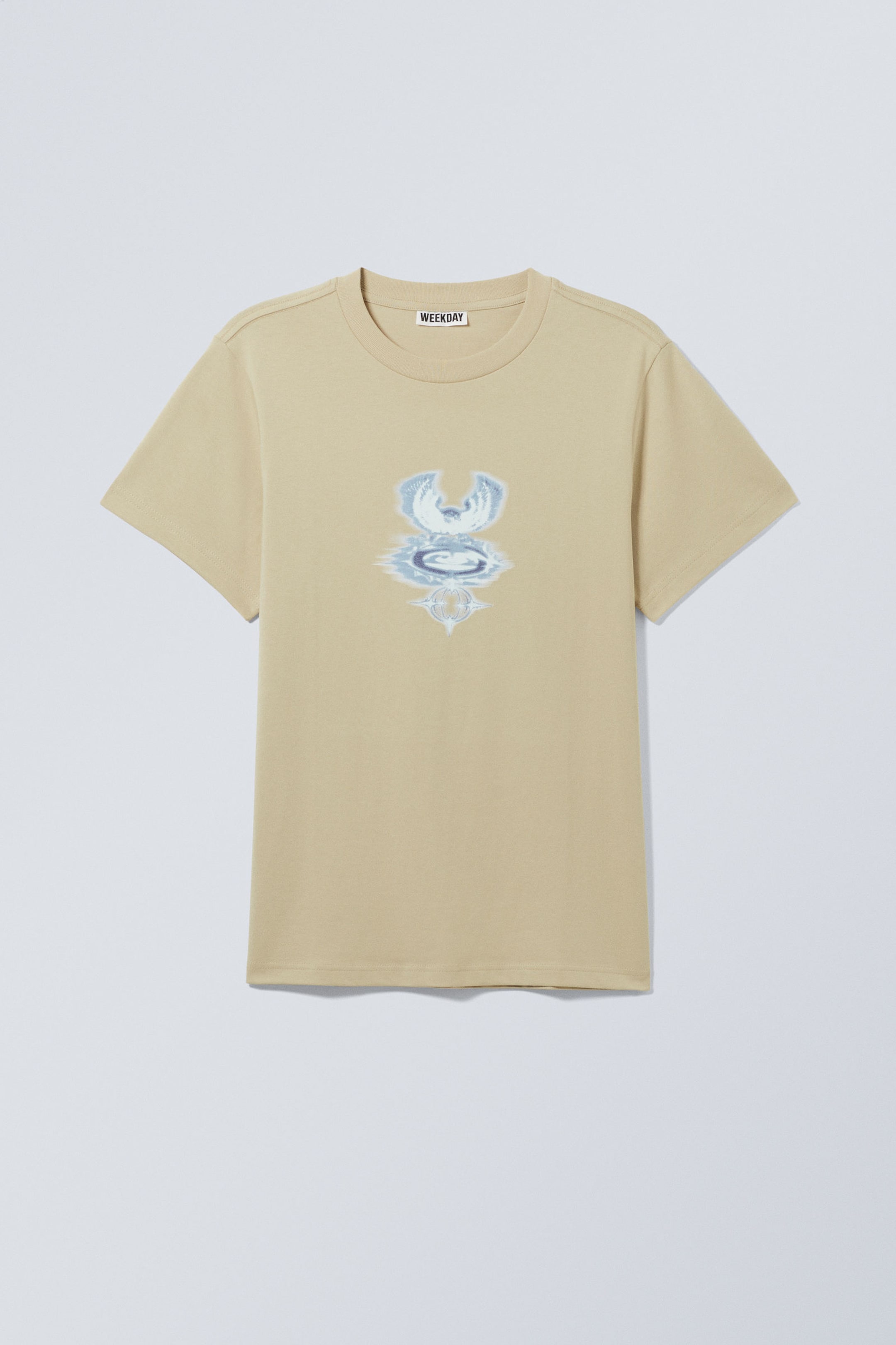 Beige - Kastiges T-Shirt mit Grafikprint - 1