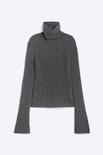 Dunkelgrau - Wollmix-Pullover mit Rollkragen und Flared-Ärmeln - 0