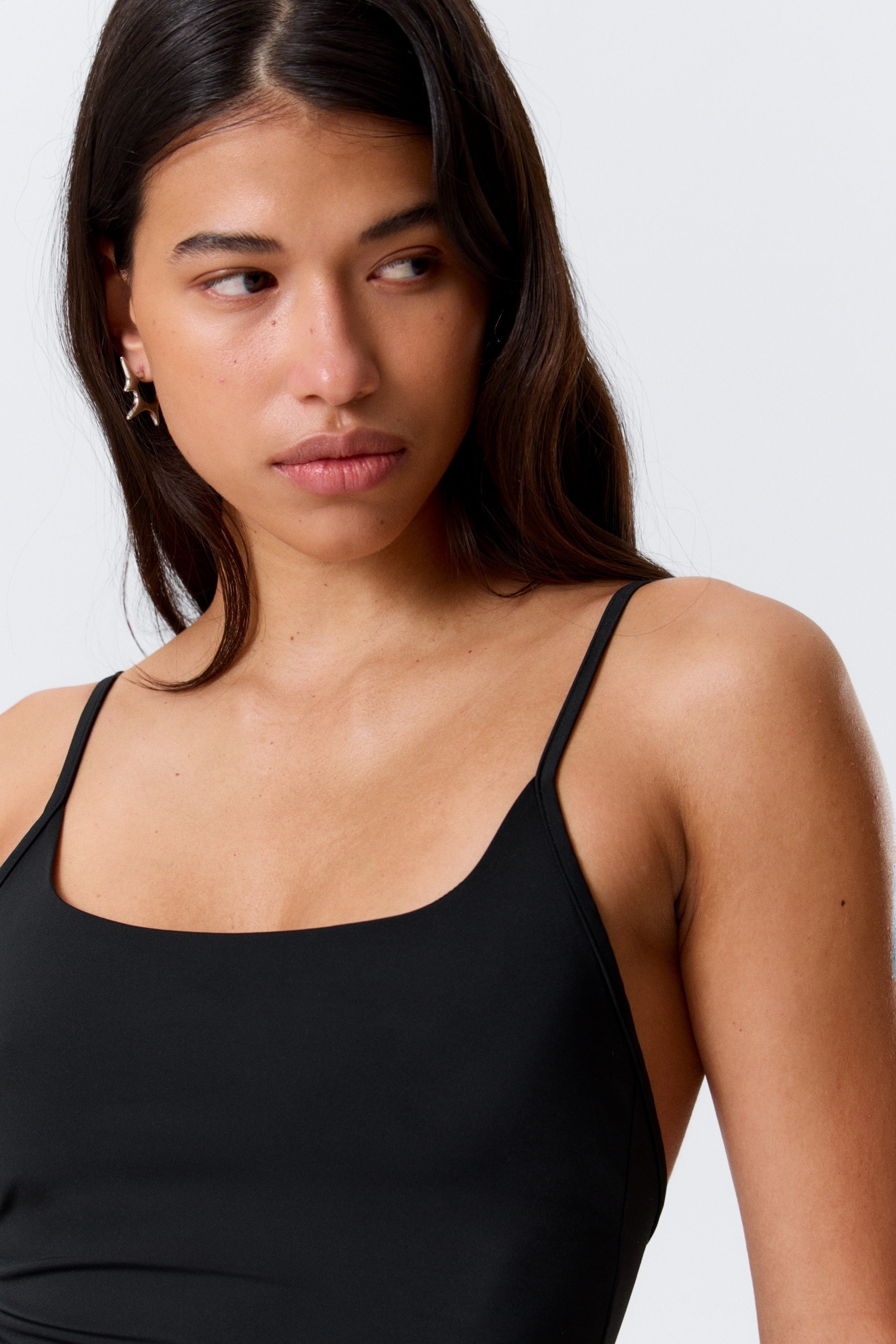 Black - Square-Neck Swimsuit - 1