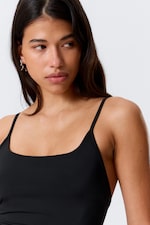 Black - Square-Neck Swimsuit - 1