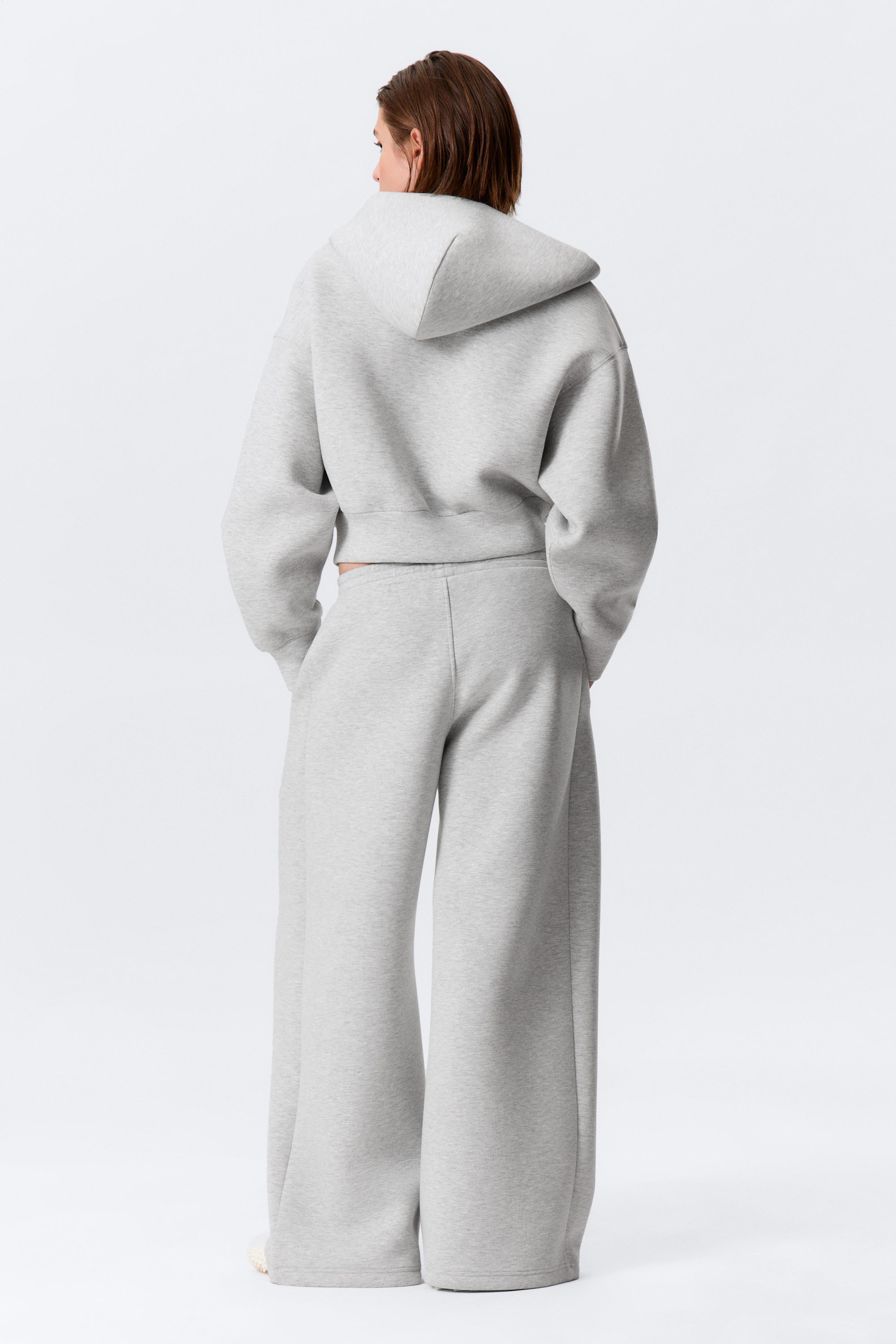 Grey Melange - Relaxed Barrel Leg Scuba Sweatpants - 3