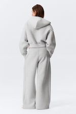 Grey Melange - Relaxed Barrel Leg Scuba Sweatpants - 3