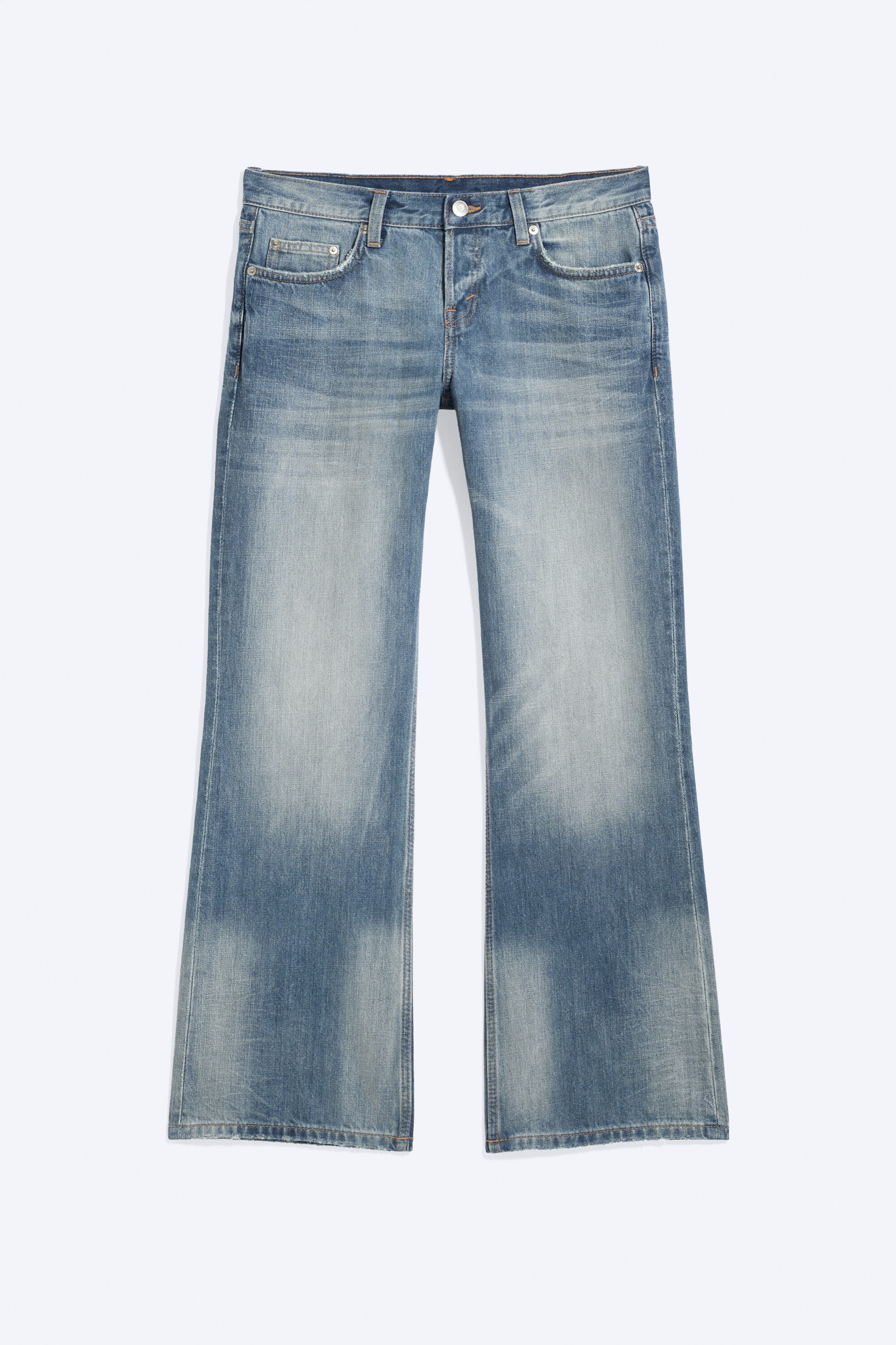 Hunter Blue - Medium Blue - Aura Low Waist Relaxed Bootcut Jeans - 5