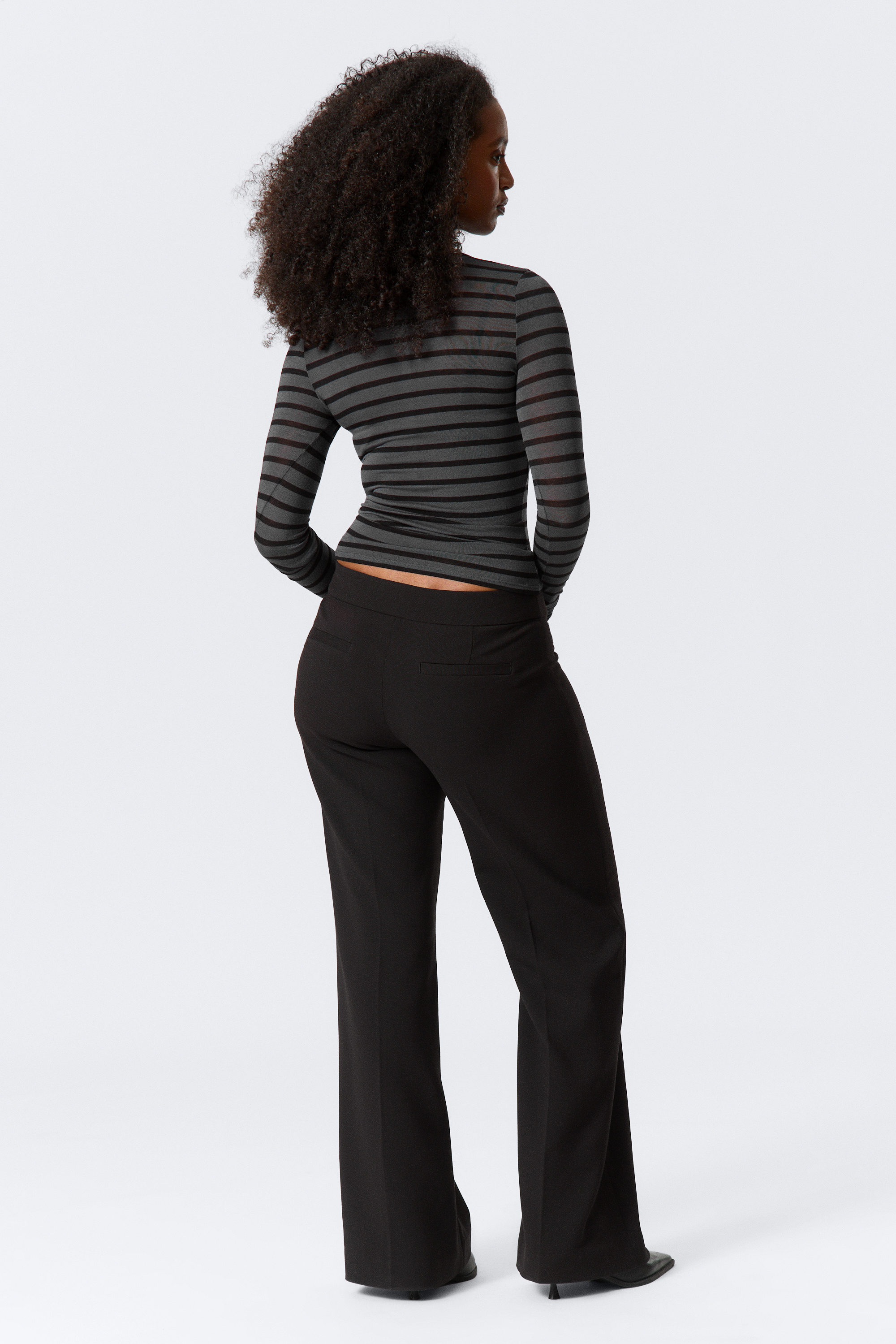 Black - Mid Rise Flared Suiting Trousers - 2