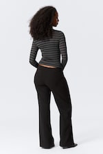 Black - Mid Rise Flared Suiting Trousers - 2