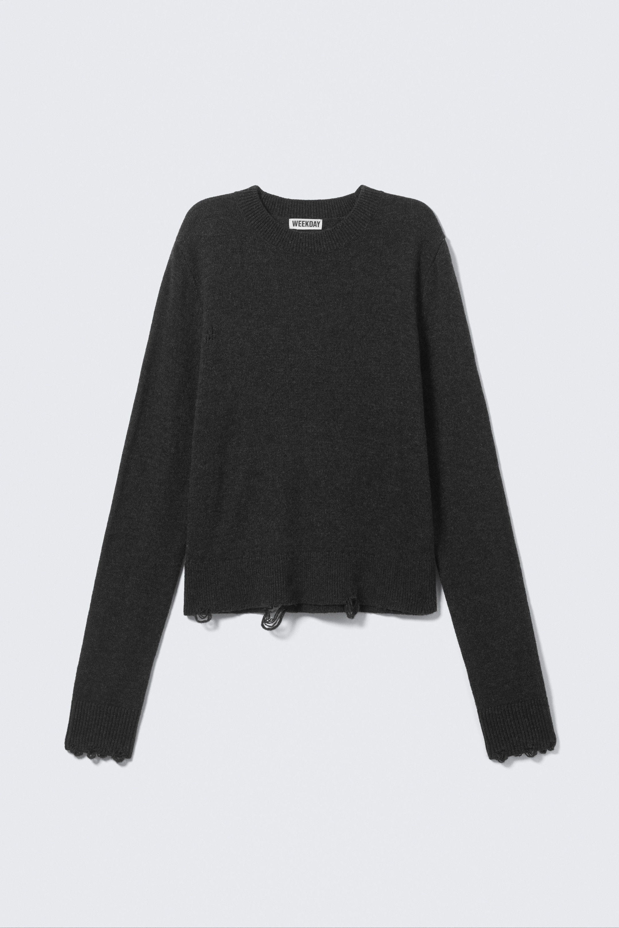 Noir - Pull en laine mélangée délavée - 4