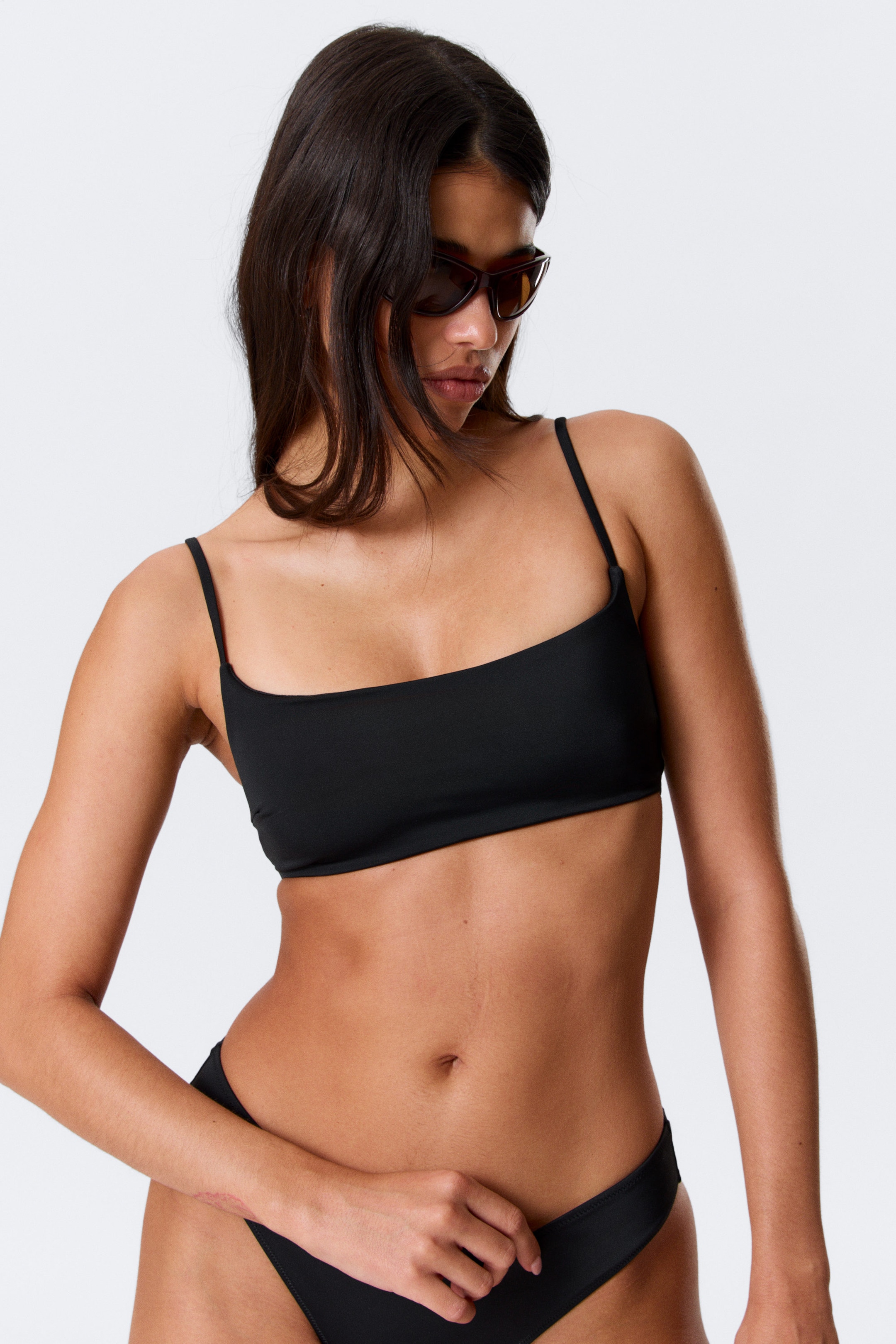 Black - Scoop Neck Bikini Top - 1
