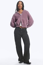 Dark Grey - Loose fit structured trousers - 0