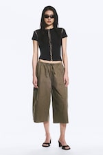 Dark Mole - Low Rise Loose Cropped Trousers - 0