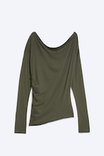 Vert kaki foncé - Top clouté à épaules dénudées et manches longues - 3