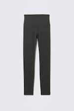 Dark Grey - High Waisted Sports Tights - 0