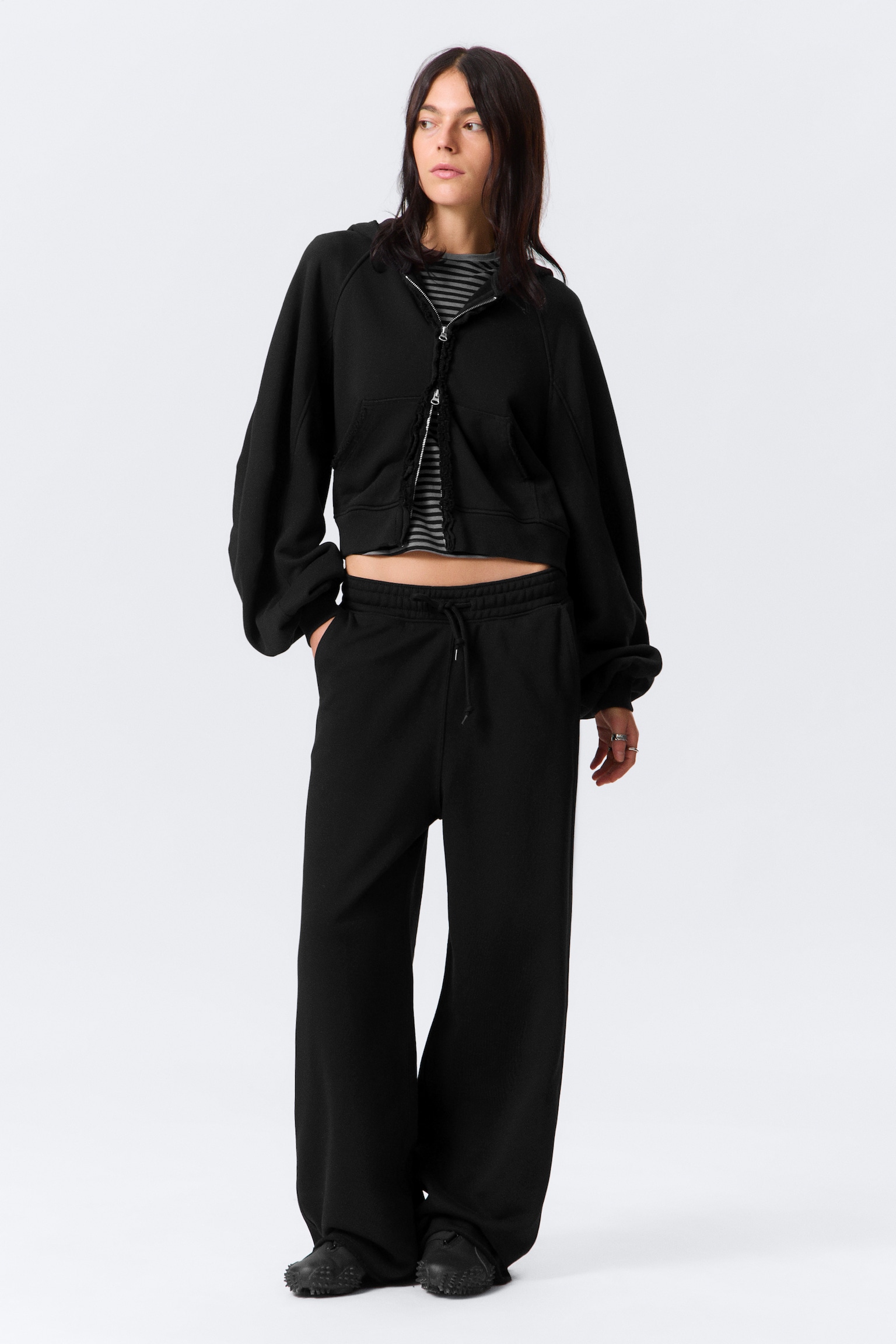 Astro Loose Terry Sweatpants - Black/Light Dusty Grey