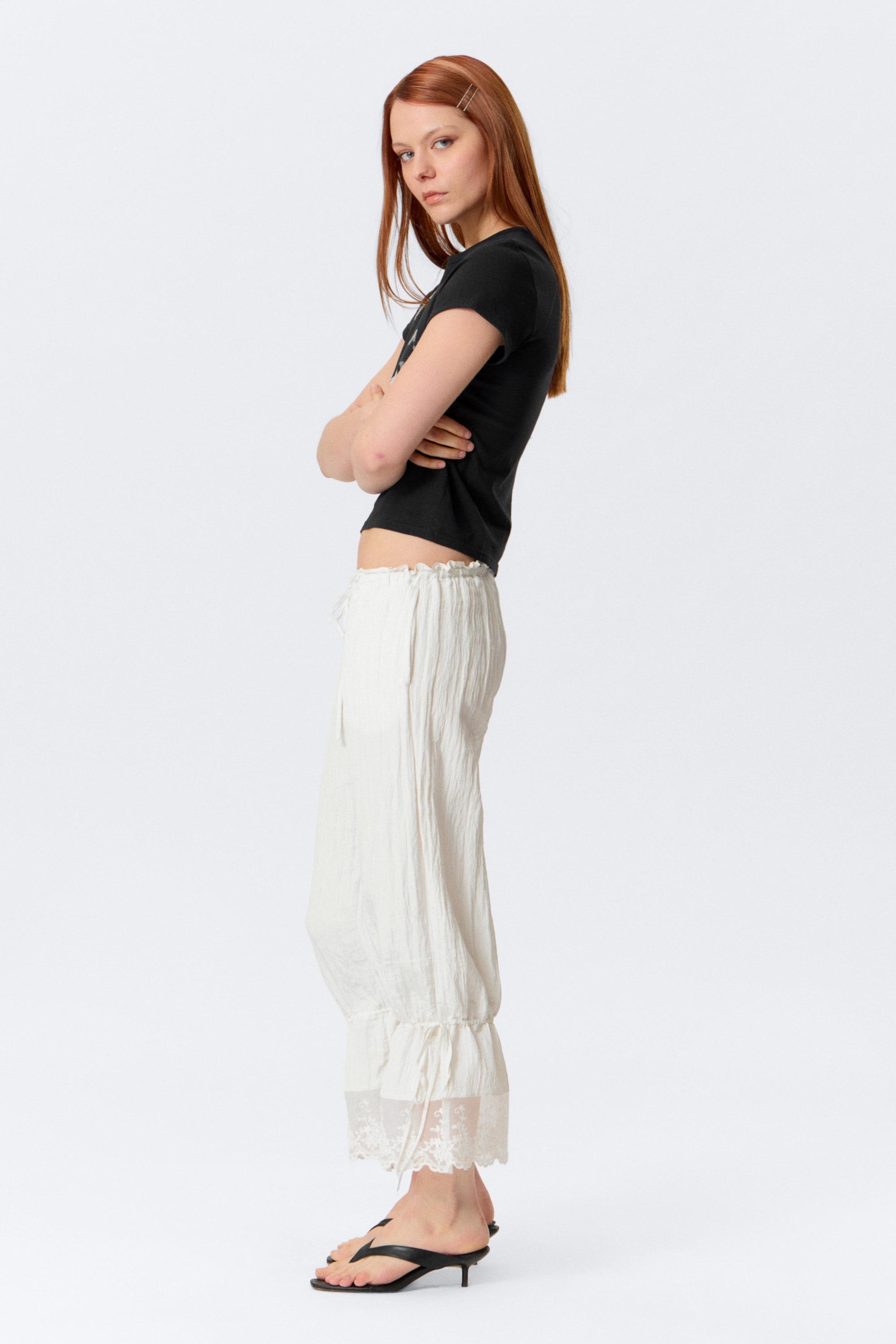 Weiß - ROSABEL - LOCKERE LOW-WAIST-BLOOMERS MIT SPITZE - 2