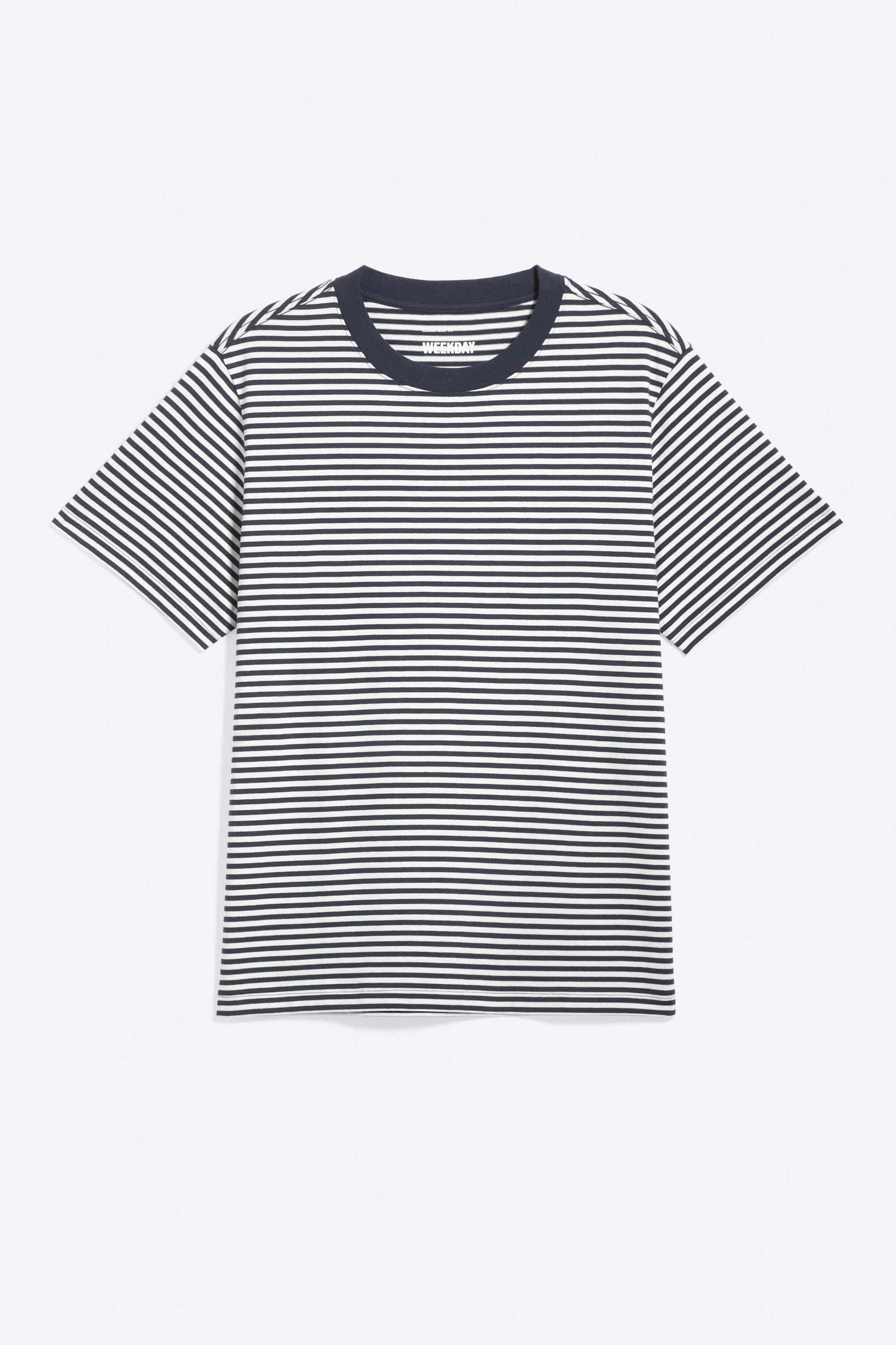 White - Striped Navy - Classic Boxy T-shirt - 1