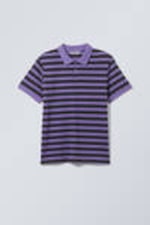 Striped Lilac - Short-Sleeved Cotton Piqué Polo Shirt - 3