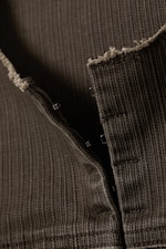 Striped Dark Grey - Lean Frayed Cotton Jacket - 5