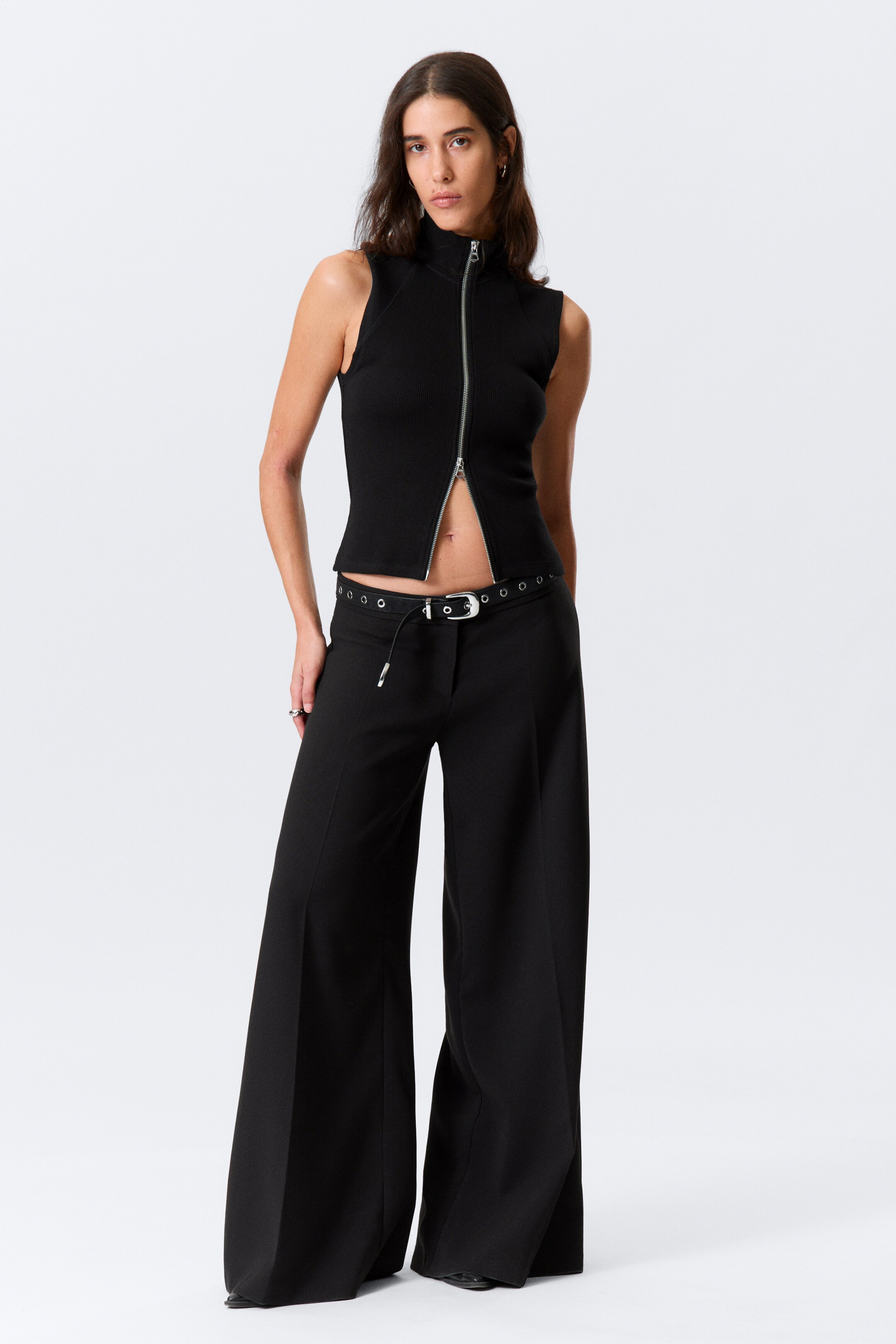 View larger image: Low-Rise Flared Suiting Trousers - Black - Ladies | H&M GB 1