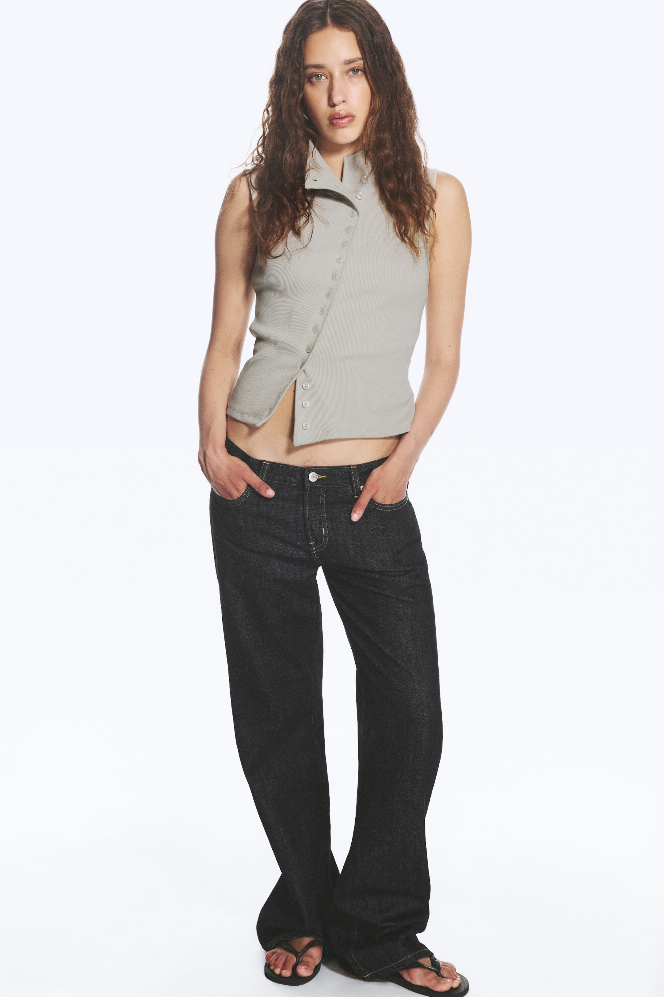 Blue Rinse - Dark Blue - Aura Low Rise Relaxed Bootcut Jeans - 2
