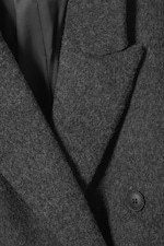 Dark Grey Melange - Logan Hairy Double-Breasted Wool-Blend Coat - 8