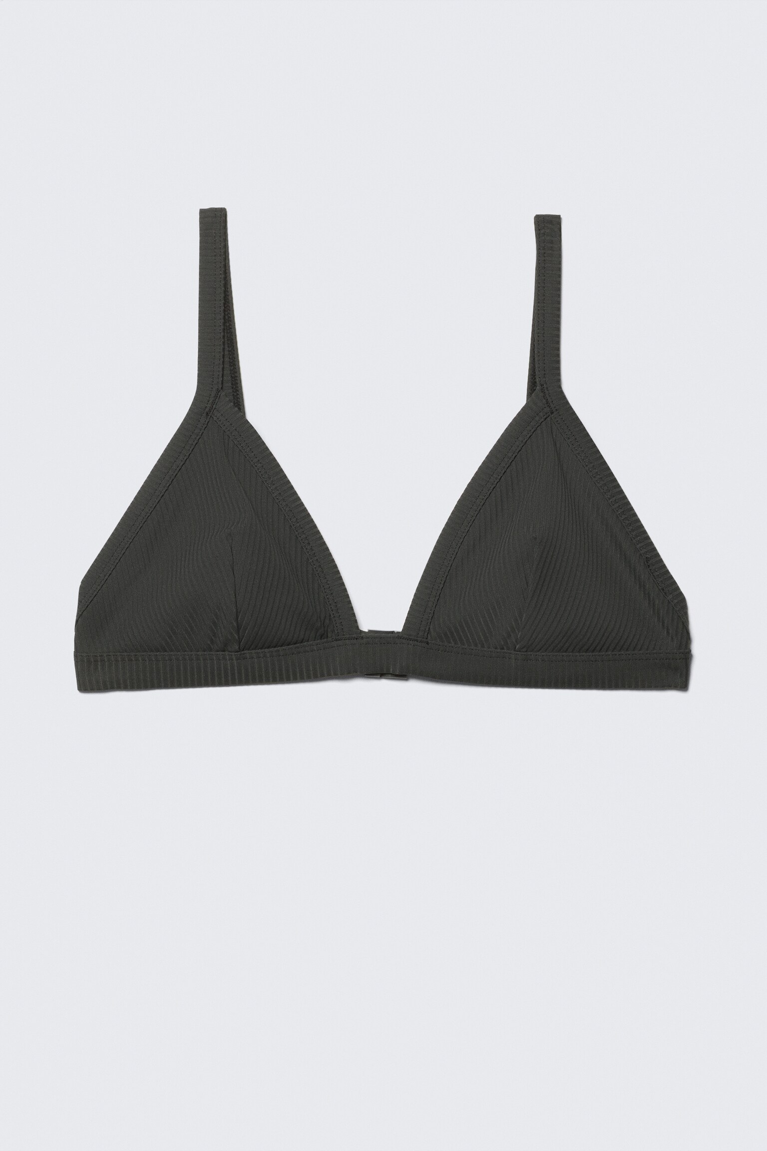 Geribbelde bikinitop met V-hals - Donkergrijs - 2