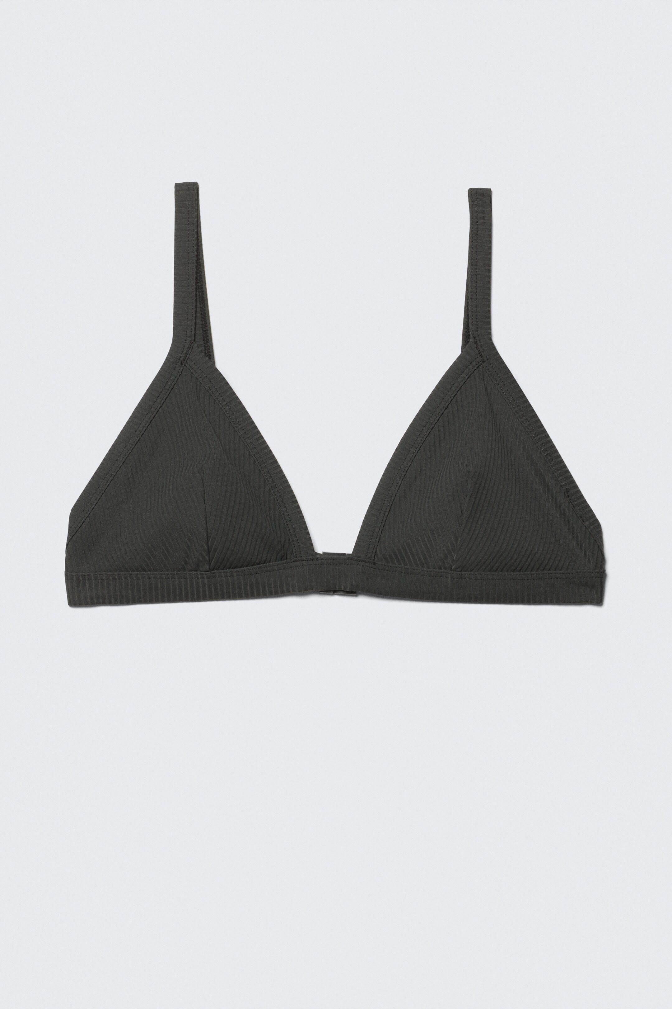 Visa större bild: Ribbad bikinitopp med v-ringning - Mörkgrå - DAM | H&M SE 5