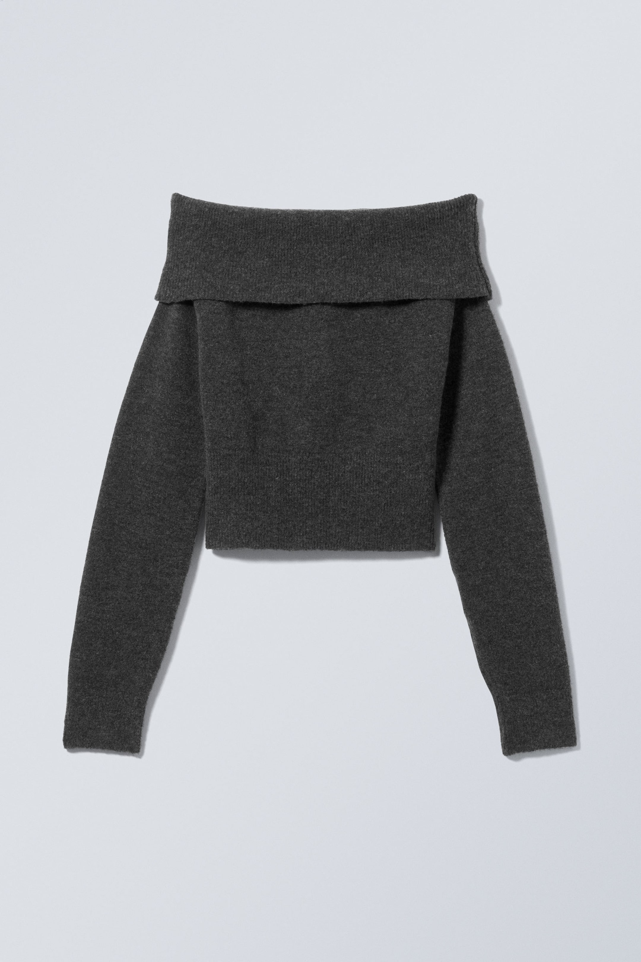 Dunkelgrau - Off-Shoulder-Pullover - 0