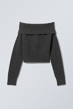 Dark Grey - Lolo Off Shoulder Sweater - 0
