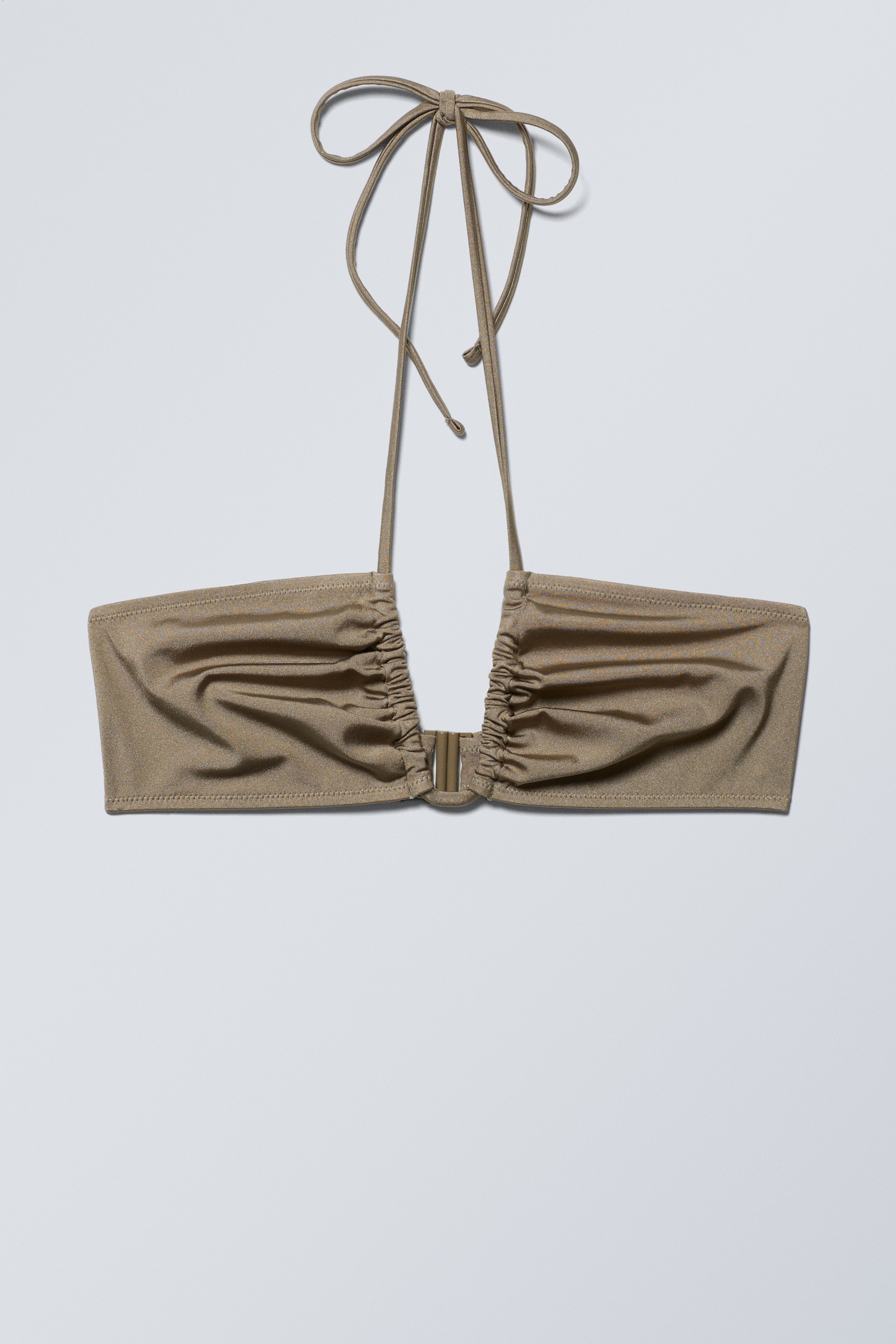 Marszczony top bikini typu bandeau - Dusty Mole/Ciemnobrązowy/Czarny