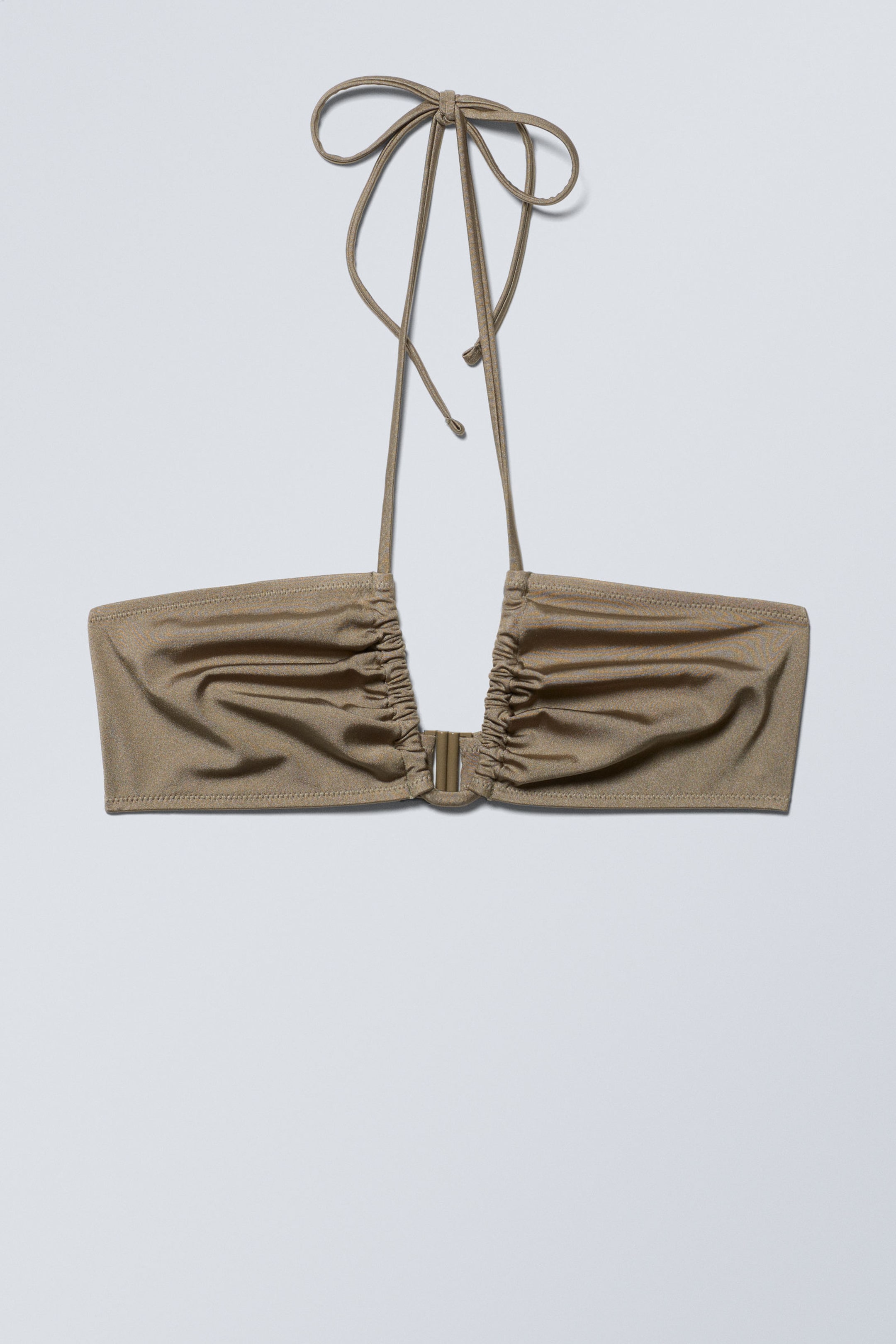 Staubiges Maulwurfsgrau - Gerafftes Neckholder-Bandeau-Bikinioberteil - 4