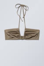 Staubiges Maulwurfsgrau - Gerafftes Neckholder-Bandeau-Bikinioberteil - 4