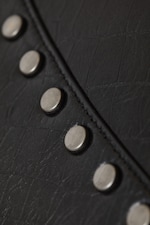 Black - Studded Faux Leather Shoulder Bag - 4