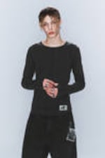 Schwarz washed - "I'm a Mess" - CM x LB körperbetontes Unisex-Longsleeve - 0