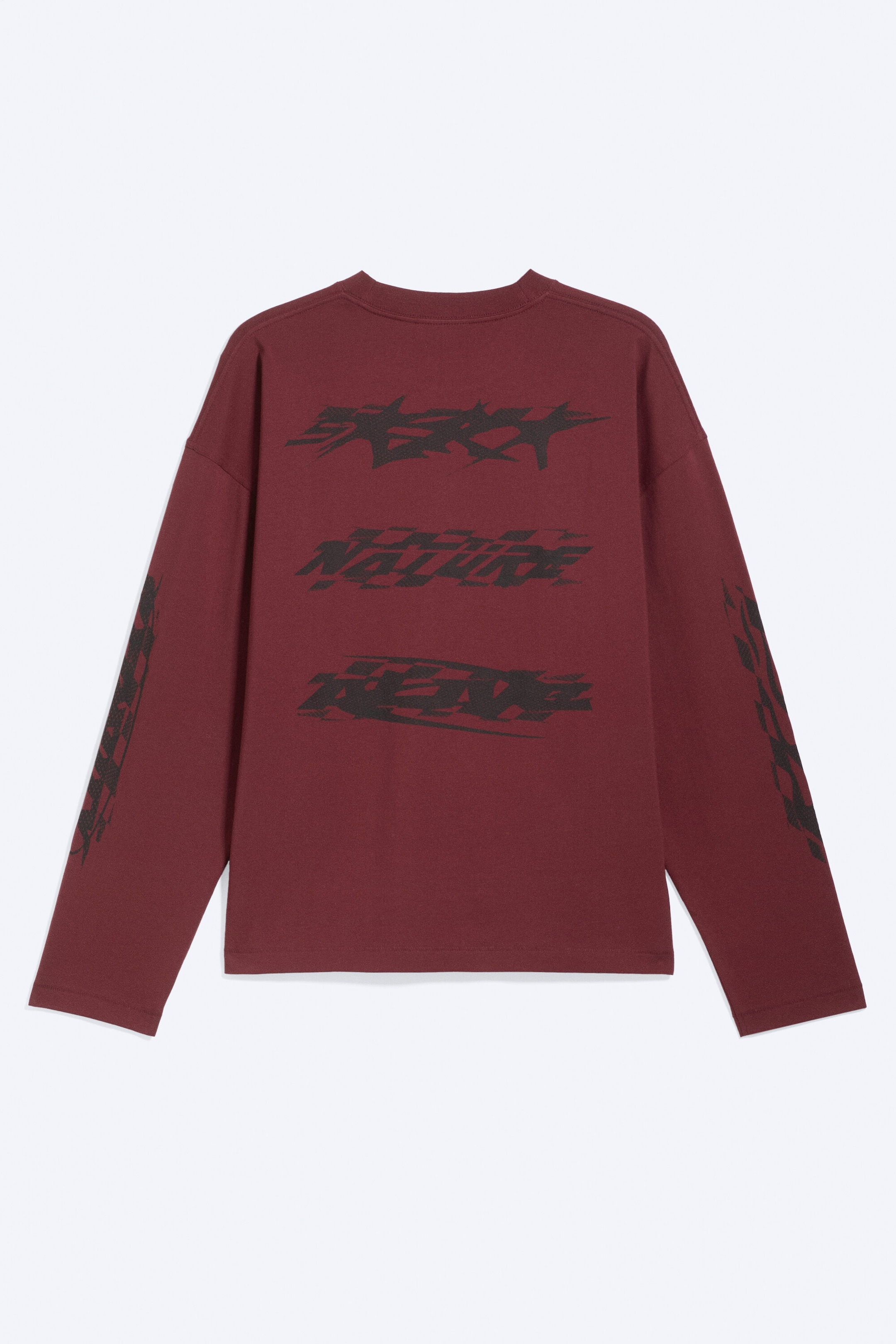 Dark Red - Racer - Oversized Graphic Long-sleeve - 5