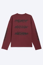Dark Red - Racer - Oversized Graphic Long-sleeve - 5