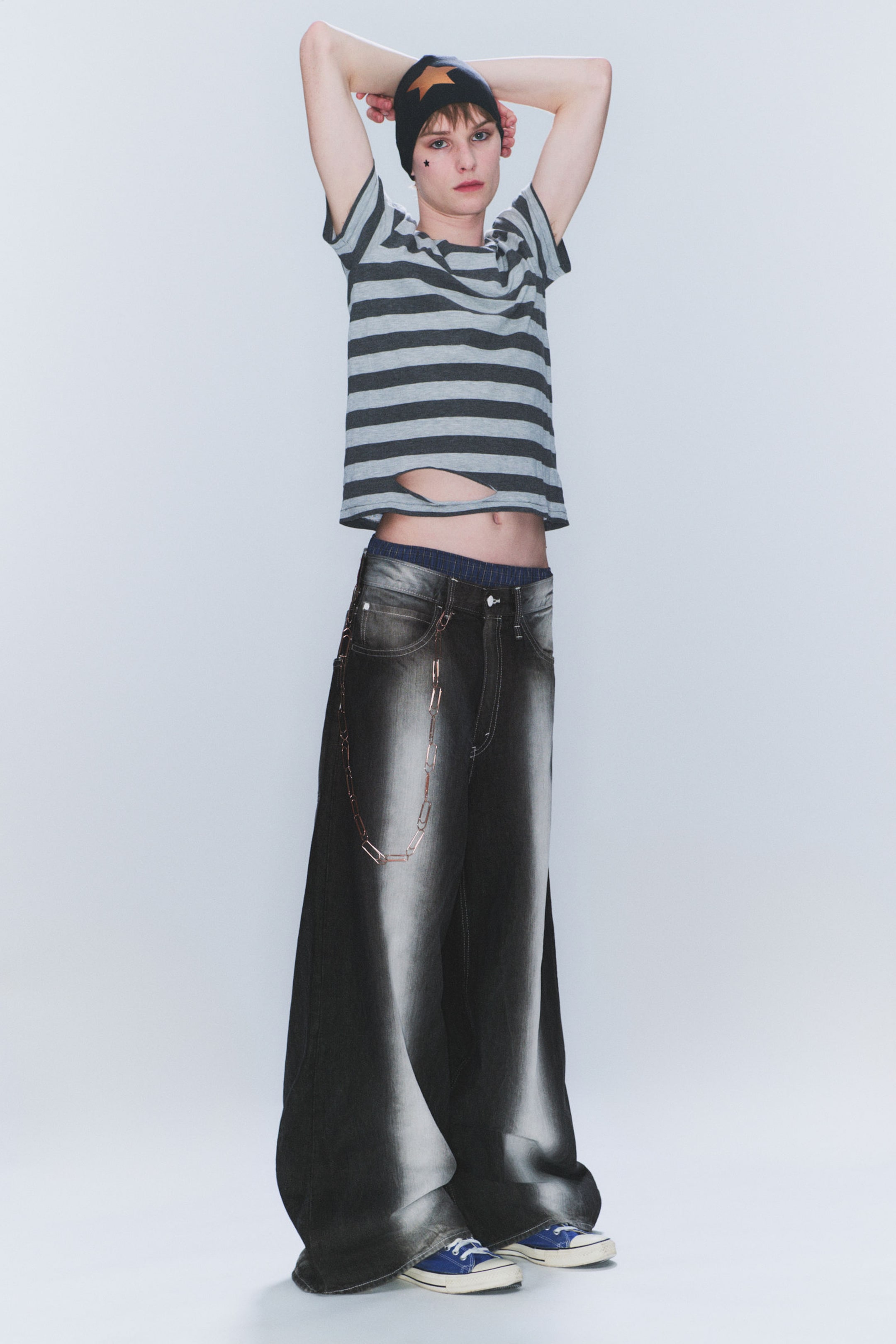 Black Spray - Rad Super Regular Waist Loose Wide Jeans - 1